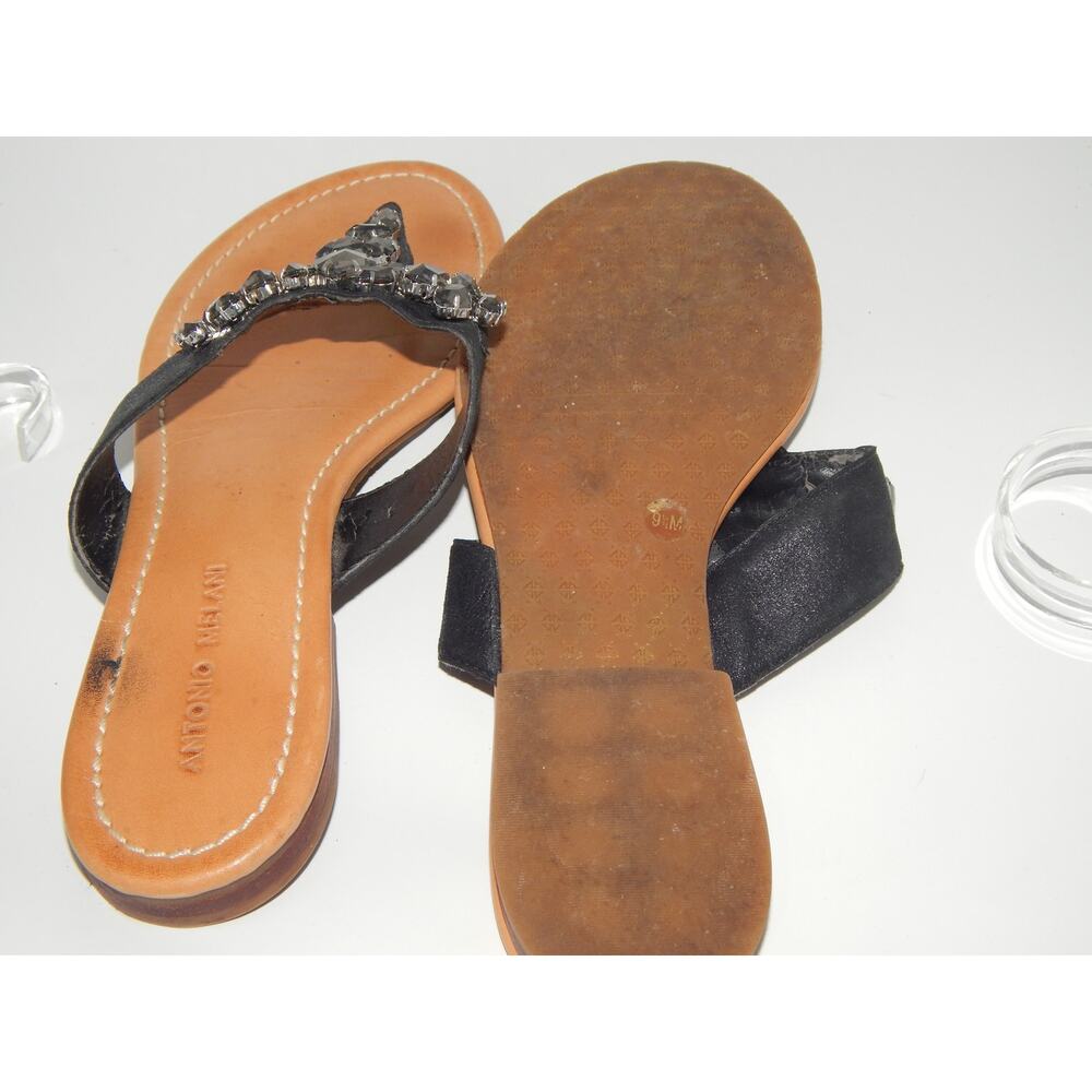 Antoni Melani Women Blue Leather Rhinestone Sandal Size 8.5 - Picture 4 of 5